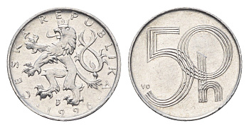 Чехия 50 геллеров 1996 KM 3 алюминий 4696-553