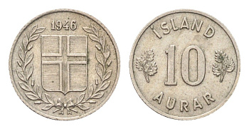 Исландия 10 эйре 1946 KM 10 медно-никель 4705-539