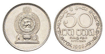 Шри-Ланка 50 центов 1996 KM 135.2a сталь плакированная никелем UNC 4633-855