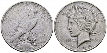 США 1 доллар 1926 D, доллар мира KM 150 серебро 1067-1-51