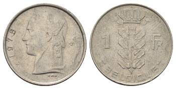 Бельгия 1 франк 1975 Belgique KM 142 медно-никель 4684-819