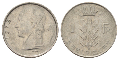 Бельгия 1 франк 1975 Belgique KM 142 медно-никель 4684-819