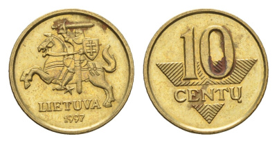 Литва 10 центов (сентов) 1997 KM 106 никель латунь 4689-1113