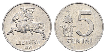 Литва 5 центов (сентов) 1991 год-тип KM 87 алюминий 4688-937