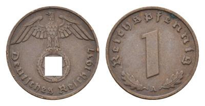 Германия 1 рейхспфенниг 1937 A KM 89, J. 361 бронза 4684-1136