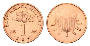 Малайзия 1 сен 2005 KM 49 сталь плакированная бронзой UNC 4614-716