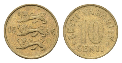 Эстония 10 сентов 1996 KM 22 латунь UNC 4696-148