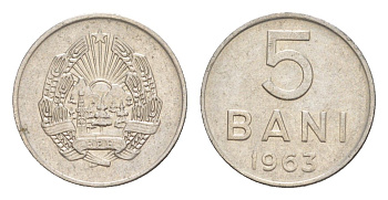 Румыния 5 бань (бани) 1963 KM 89 сталь плакированная никелем UNC 4644-1257