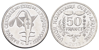 Западная Африка (ВСЕАО) 50 франков 2013 KM 18 сталь плакированная никелем UNC 4699-556