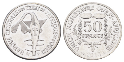 Западная Африка (ВСЕАО) 50 франков 2013 KM 18 сталь плакированная никелем UNC 4699-556