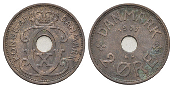 Дания 2 эре 1931 N, Кристиан X (1912-1947) KM 827 бронза 4701-812