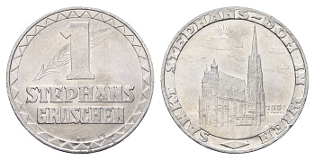 Австрия 1 cтефангрош (Stephansgroschen) 1950 герб - Нижняя Австрия, Собор Святого Стефана в Вене, диаметр 27 мм, вес 2,48 гр алюминий UNC 4650-357