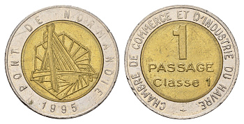 Франция транспортный жетон - Мост Нормандии - 1 Passage classe 1995 диаметр 28 мм, вес 10,7 гр биметалл 4557-631