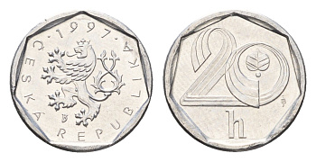 Чехия 20 геллеров 1997 KM 2.1 алюминий UNC 3458-731