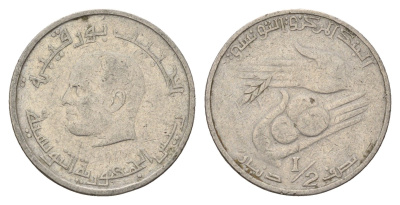 Тунис 1/2 динара 1976 KM 303 медно-никель 4641-1127