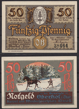 Германия, Оберхоф 50 пфеннигов 1921 Нотгельд Gra 996.4-17/18 бумага 7555-57-1-2