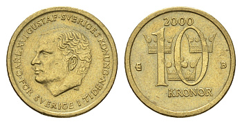 Швеция 10 крон 2000 Карл XVI Густав (1973-) KM 877 нордик 4642-525
