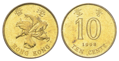 Гонконг 10 центов 1998 KM 66 сталь плакированная латунью UNC 4701-154