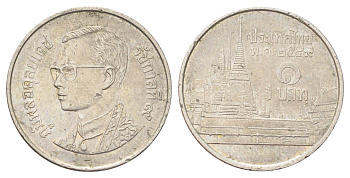 Таиланд 1 бат 2006 BE 2549, Рама IX (1946-2016), королевский дворец Y 183 медно-никель 4701-339