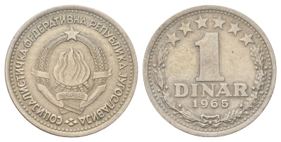 Югославия 1 динар 1965 год-тип KM 47 медно-никель 4697-1263