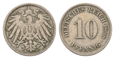 Германия 10 пфеннигов 1898 A KM 12, J. 13 медно-никель 4696-666