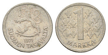 Финляндия 1 марка 1971 KM 49a медно-никель 4637-223