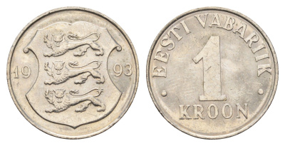 Эстония 1 крона 1993 KM 28 медно-никель aUNC 4688-546