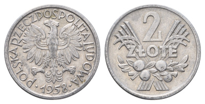 Польша 2 злотых 1958 Y 46 алюминий 4637-1147