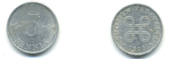 ФИНЛЯНДИЯ 5 ПЕННИ 1978 KM 45a алюминий 4364-115