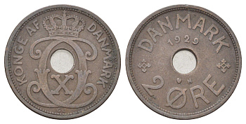 Дания 2 эре 1929 N, Кристиан X (1912-1947) KM 827 бронза 4701-729