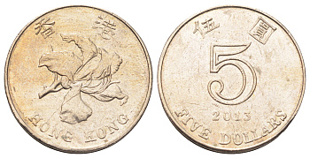 Гонконг 5 долларов 2012 KM 65 медно-никель 4700-451