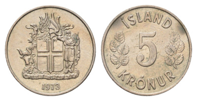Исландия 5 крон 1973 KM 18 медно-никель UNC 4687-867