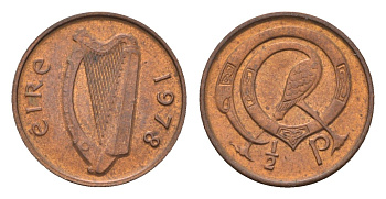 Ирландия 1/2 пенни 1978 мифологическая птица лира KM 19 бронза aUNC 4690-264