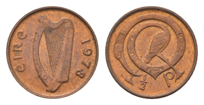 Ирландия 1/2 пенни 1978 мифологическая птица лира KM 19 бронза aUNC 4690-264