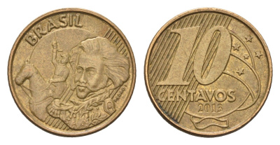 Бразилия 10 сентаво 2013 KM 649 сталь плакированная латунью 4689-114