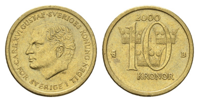 Швеция 10 крон 2000 Карл XVI Густав (1973-) KM 877 нордик 4642-532