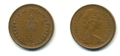 Великобритания 1/2 пенни 1971 Елизавета II (1952-2022) КМ 914, Spink 4239 бронза 4110-1621