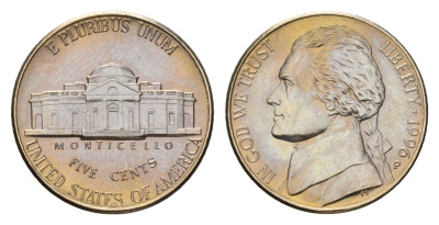 США 5 центов 1996 P, Томас Джефферсон KM A192 медно-никель UNC 99-368