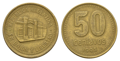 Аргентина 50 сентаво 1994 KM 111 алюминиевая бронза 4573-932