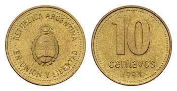 Аргентина 10 сентаво 1994 KM 107 алюминиевая бронза 188-453