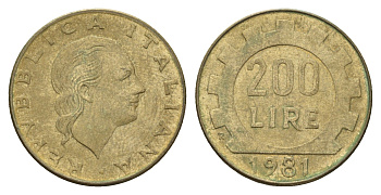 Италия 200 лир 1981 R, шестерня KM 105 алюминиевая бронза 4606-842