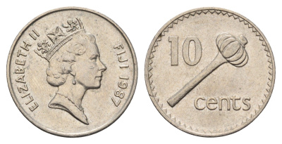 Фиджи 10 центов 1987 Елизавета II (1952-2022), булава KM 52 медно-никель UNC 4698-1141