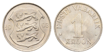 Эстония 1 крона 1993 KM 28 медно-никель aUNC 4688-555
