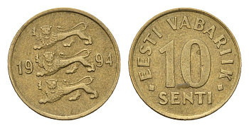 Эстония 10 сентов 1994 KM 22 латунь 4696-139