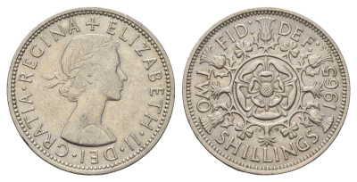 Великобритания 2 шиллинга (флорин) 1965 Елизавета II (1952-2022) KM 906, Spink 4146 медно-никель 4183-611