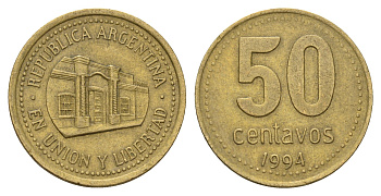 Аргентина 50 сентаво 1994 KM 111 алюминиевая бронза 4573-935