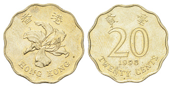 Гонконг 20 центов 1998 KM 67 никель латунь UNC 4701-228