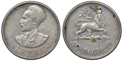 Эфиопия 50 центов 1936 год ЕЕ 1936, Хайле Селассие I, год тип KM 37  серебро    1531-311