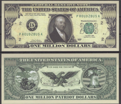 США 1000000 долларов 2003 Пол Ревир бумага UNC (пресс) 7196-12-3