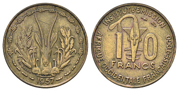 Французская Западная Африка 10 франков 1957 год-тип KM 8 медь алюминий 4700-916